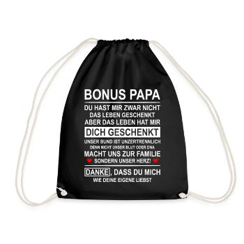 Bonus Papa Geschenk von Tochter - Turnbeutel - Schwarz - Vorne