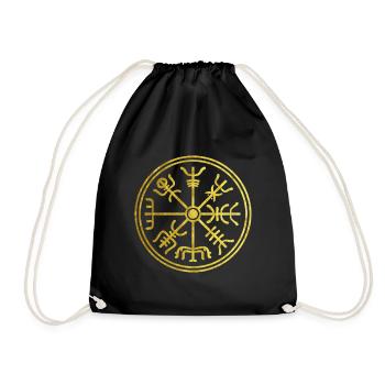 Wikinger Kompass Nordisches vintage Gold Design - Turnbeutel - Schwarz - Vorne