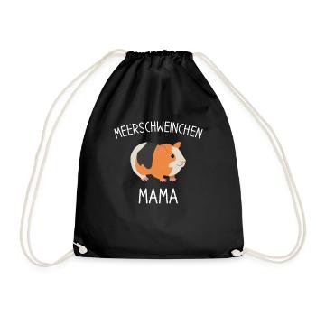 Meerschweinchen Mama Haustier Meerschwein Geschenk - Turnbeutel - Schwarz - Vorne