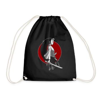 Samurai Girl Schwert Japan Kriegerin Geschenk - Turnbeutel - Schwarz - Vorne