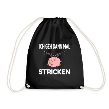 Ich geh dann mal Stricken Nähen Häkeln Wolle - Turnbeutel - Schwarz - Vorne