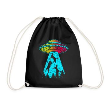Alien Ufo Space Ausserirdisch Tierisch Weltraum - Turnbeutel - Schwarz - Vorne