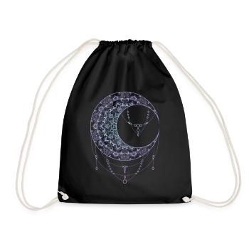 Spiritual Moon Mandala Indian Vivid Colors - Drawstring Bag - black - Front