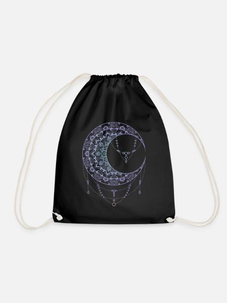 Spirituelles Mond Mandala indisch lebendige Farben - Turnbeutel - Schwarz