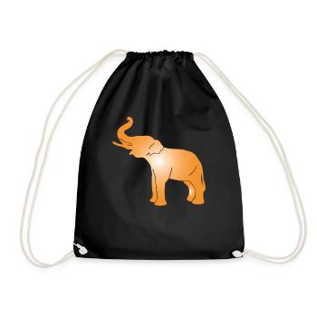 elephant silhouette elephant - Drawstring Bag - black - Front