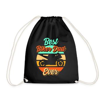 Papa Biker Vater Motorrad Motorsport Geschenk - Turnbeutel - Schwarz - Vorne
