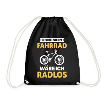 Fahrrad Spruch radlos Fahrräder Geschenkidee bike - Turnbeutel - Schwarz - Vorne