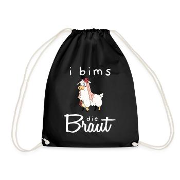 I Bims Die Braut Lama Hochzeit Junggesellin JGA - Turnbeutel - Schwarz - Vorne