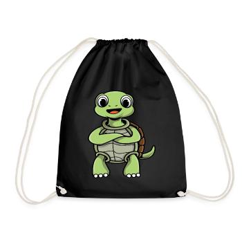turtle - Drawstring Bag - black - Front