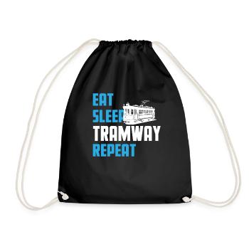 Manger. Dormir. Tramway. Répéter. - Sac de sport léger - noir - Devant