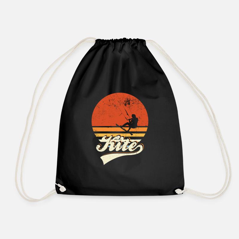 Retro Kitesurfing - Turnbeutel - Schwarz