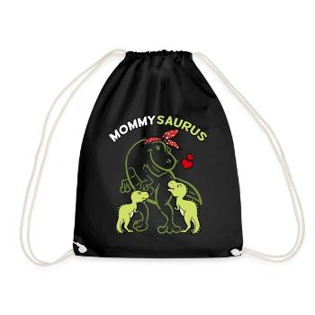 Mommysaurus with 2 babies - Drawstring Bag - black - Front