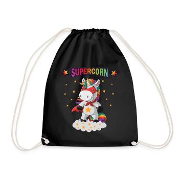 Unicorn superhero supercorn hero boy girl - Drawstring Bag - black - Front