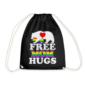 Free Mom Hugs LGBT Pride Mama Baer - Drawstring Bag - black - Front