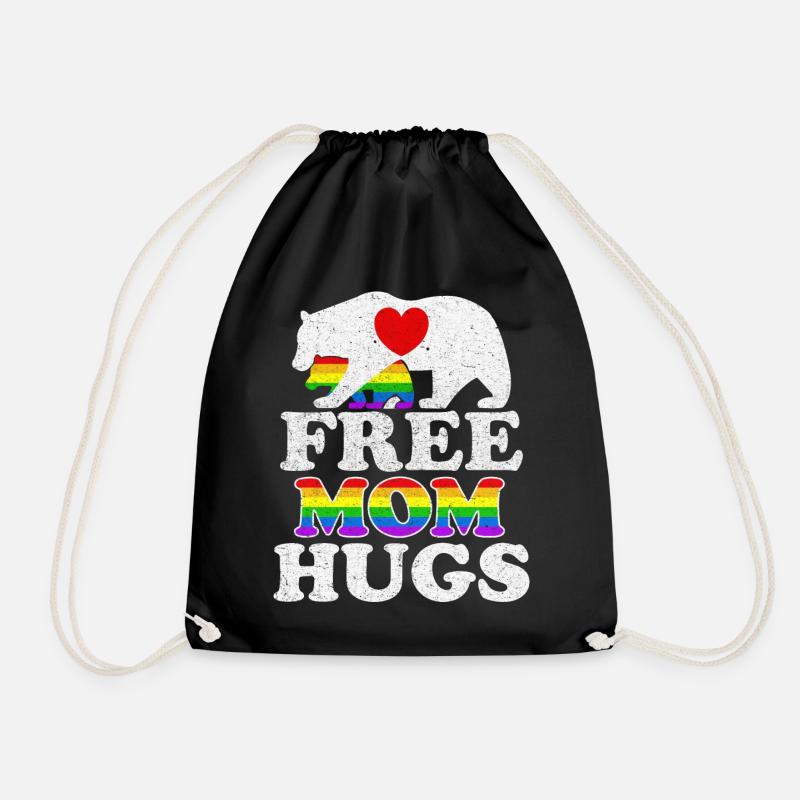 Free Mom Hugs LGBT Pride Mama Baer - Drawstring Bag - black