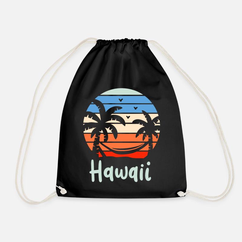 Hawaii Retro - Drawstring Bag - black