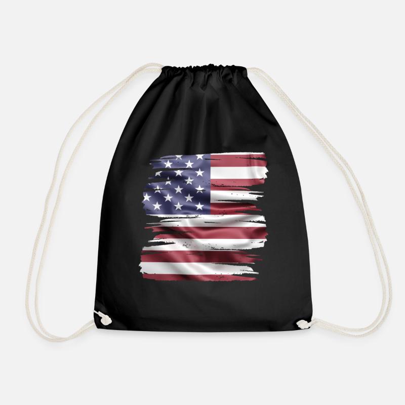 US Flagge Retro - Turnbeutel - Schwarz