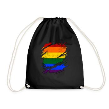 LGBT Rainbow Gay Pride Gay Lesbian Gay - Drawstring Bag - black - Front