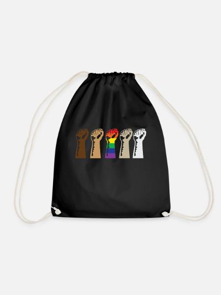 We Are All Human Black Lives Matter Gay Pride - Turnbeutel - Schwarz