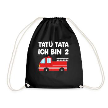 Kinder Feuerwehr Ich bin schon 2 Jahre Geburtstag - Turnbeutel - Schwarz - Vorne
