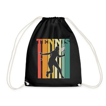 Tennis Womens Retro - Drawstring Bag - black - Front
