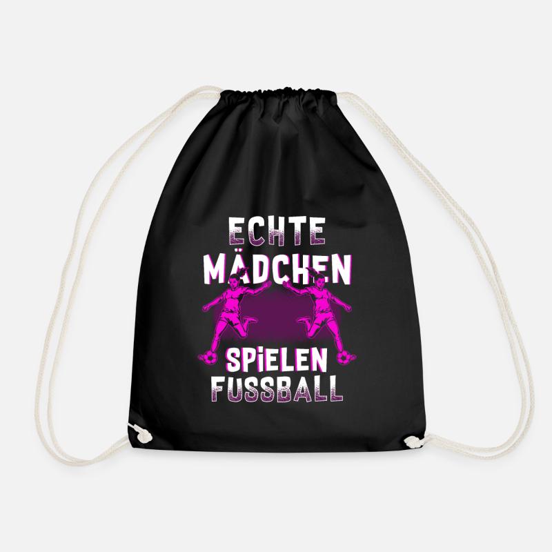 Echte Mädchen spielen Fußball - Turnbeutel - Schwarz