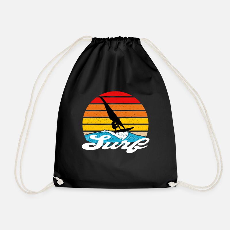 Surfboard Windsurfen - Turnbeutel - Schwarz