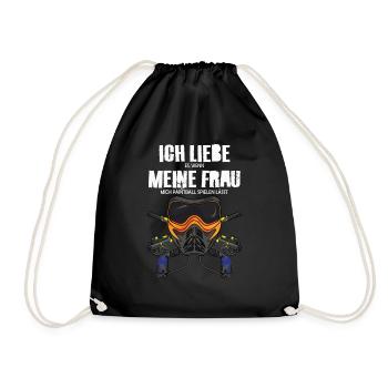 Lustiges Paintball Ich liebe meine Frau Paintball - Turnbeutel - Schwarz - Vorne
