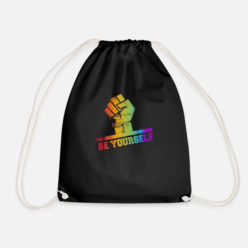 LGBTQ Faust mit Regenbogen Farben - Be yourself - Turnbeutel - Schwarz