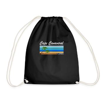 Cape Canaveral Florida USA beach palm tree - Drawstring Bag - black - Front