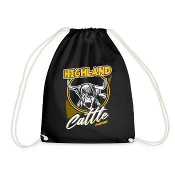 Highland cattle highland cattle illustration - Drawstring Bag - black - Front