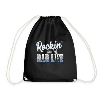 Rock Papa Rock und Roll Vatertag Geschenk Gitarren - Turnbeutel - Schwarz - Vorne