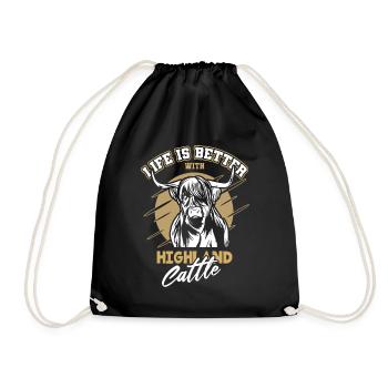 Highland cattle horns fur highland cattle - Drawstring Bag - black - Front