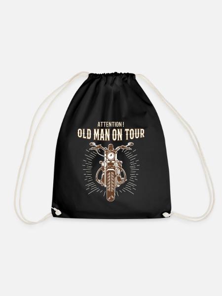 Alter Mann auf Tour Motorrad Geschenk - Turnbeutel - Schwarz