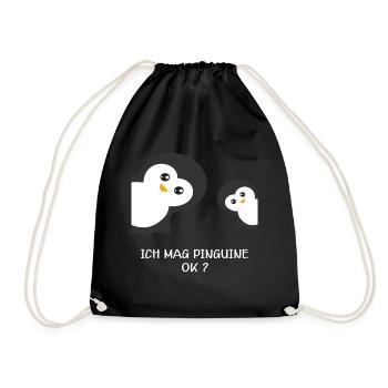 Ich Mag Pinguine Okay? | Pinguin Liebhaber - Turnbeutel - Schwarz - Vorne