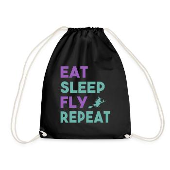 Manger dormir voler répéter sorcière sorcière cadeau Wiccan - Sac de sport léger - noir - Devant