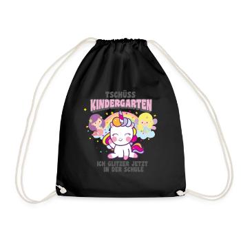Einschulung Einhorn Ich glitzer in der Schule - Turnbeutel - Schwarz - Vorne