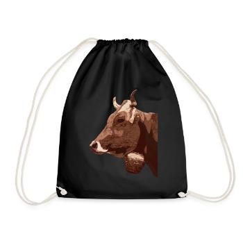 A cow from the farmer Farmer Animal motif - Drawstring Bag - black - Front