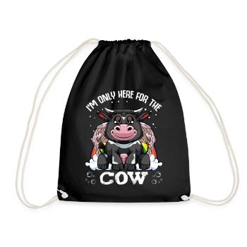 Kuh- I'm Only Here For The Cow - Kuh Retro Style - Turnbeutel - Schwarz - Vorne