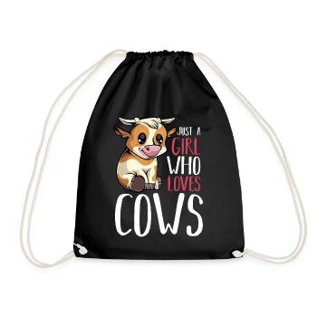 Cow Lover Motif Girl - Drawstring Bag - black - Front