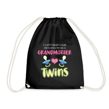 Baby Zwillinge werdende Mutter Geschenk Oma - Turnbeutel - Schwarz - Vorne