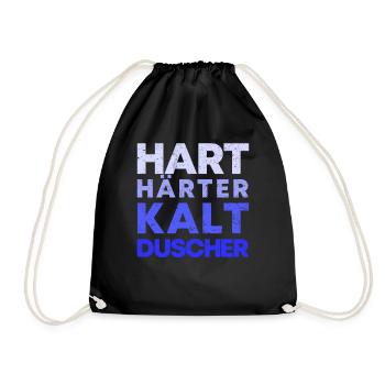 Kaltduscher Hart Männlich Kalt Duschen Geschenk - Turnbeutel - Schwarz - Vorne