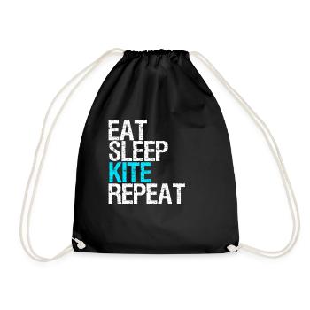 Eat sleep kite repeat surfer kitsurfing gift - Drawstring Bag - black - Front