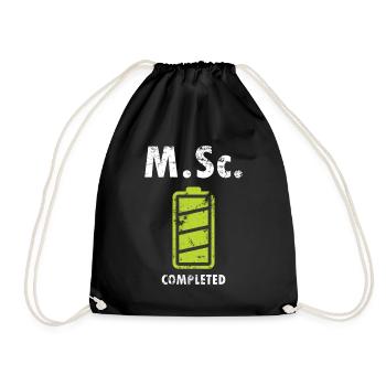 M.Sc. Master of Science completed university graduate - Drawstring Bag - black - Front