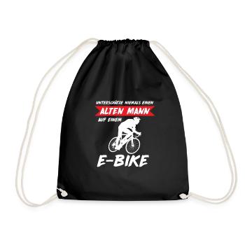 E-Bike Shirt E Bike T-Shirt EBike Spruch Lustig - Turnbeutel - Schwarz - Vorne