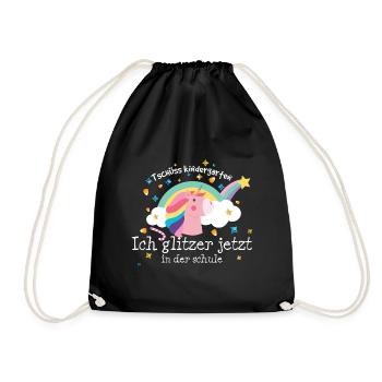 Einschulung Einhorn Ich glitzer in der Schule - Turnbeutel - Schwarz - Vorne
