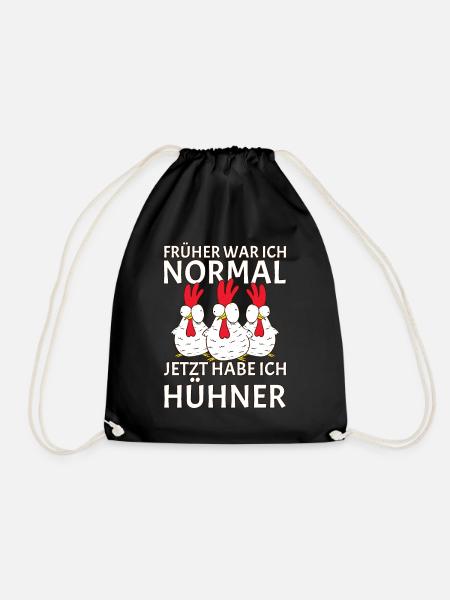 Früher war ich normal jetzt habe ich Hühner - Turnbeutel - Schwarz