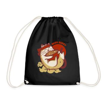 Miso Happy Chats Ramen nouilles japonaises chatons - Sac de sport léger - noir - Devant