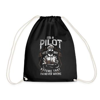 Airplane pilot saying - Drawstring Bag - black - Front