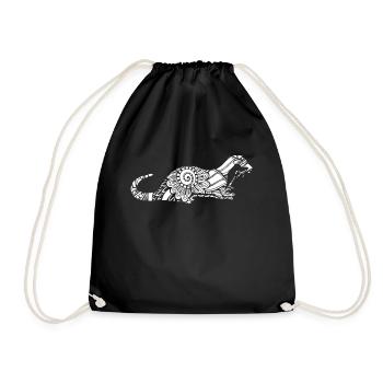 Otter Otter Floral Pattern - Drawstring Bag - black - Front